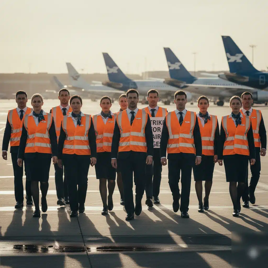 Pasajeros esperando su vuelo de EasyJet cancelado por huelga